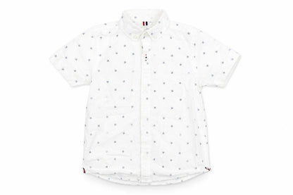 NEXT Boys White Geometric Cotton Basic Button-Up Size 4 Years Collared Button - Skull Pattern
