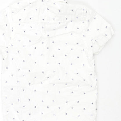 NEXT Boys White Geometric Cotton Basic Button-Up Size 4 Years Collared Button - Skull Pattern