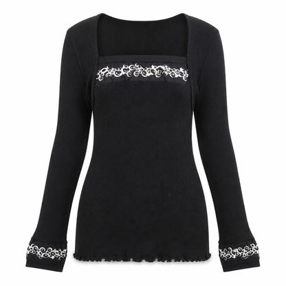 Bella Di Notte Womens Black Square Neck Wool Pullover Jumper Size 16 - Beaded Detail