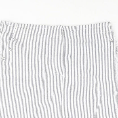 Emreco Womens Blue Striped Cotton Straight & Pencil Skirt Size 14 Zip - Button
