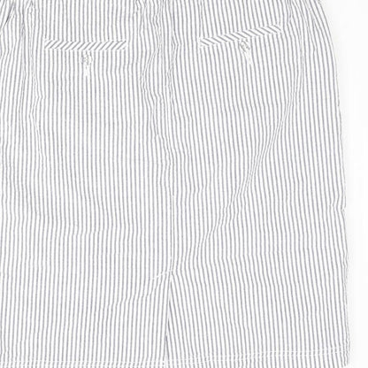 Emreco Womens Blue Striped Cotton Straight & Pencil Skirt Size 14 Zip - Button