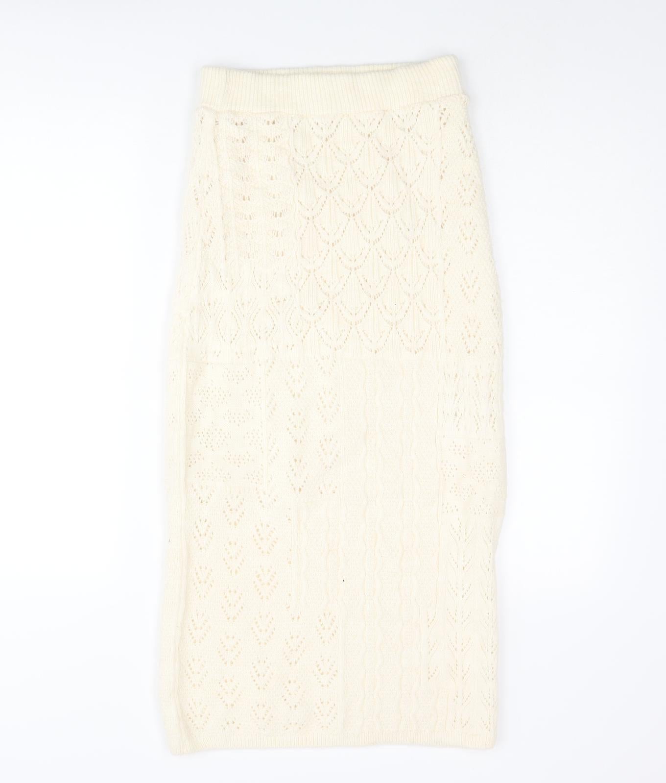 Marks and Spencer Womens Ivory Acrylic Straight & Pencil Skirt Size XS