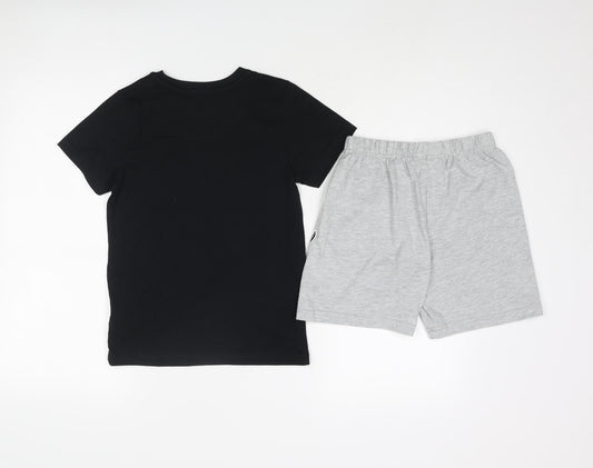 Marks and Spencer Boys Black Solid Cotton Pyjama Set Size 7-8 Years Pullover - Stranger Things