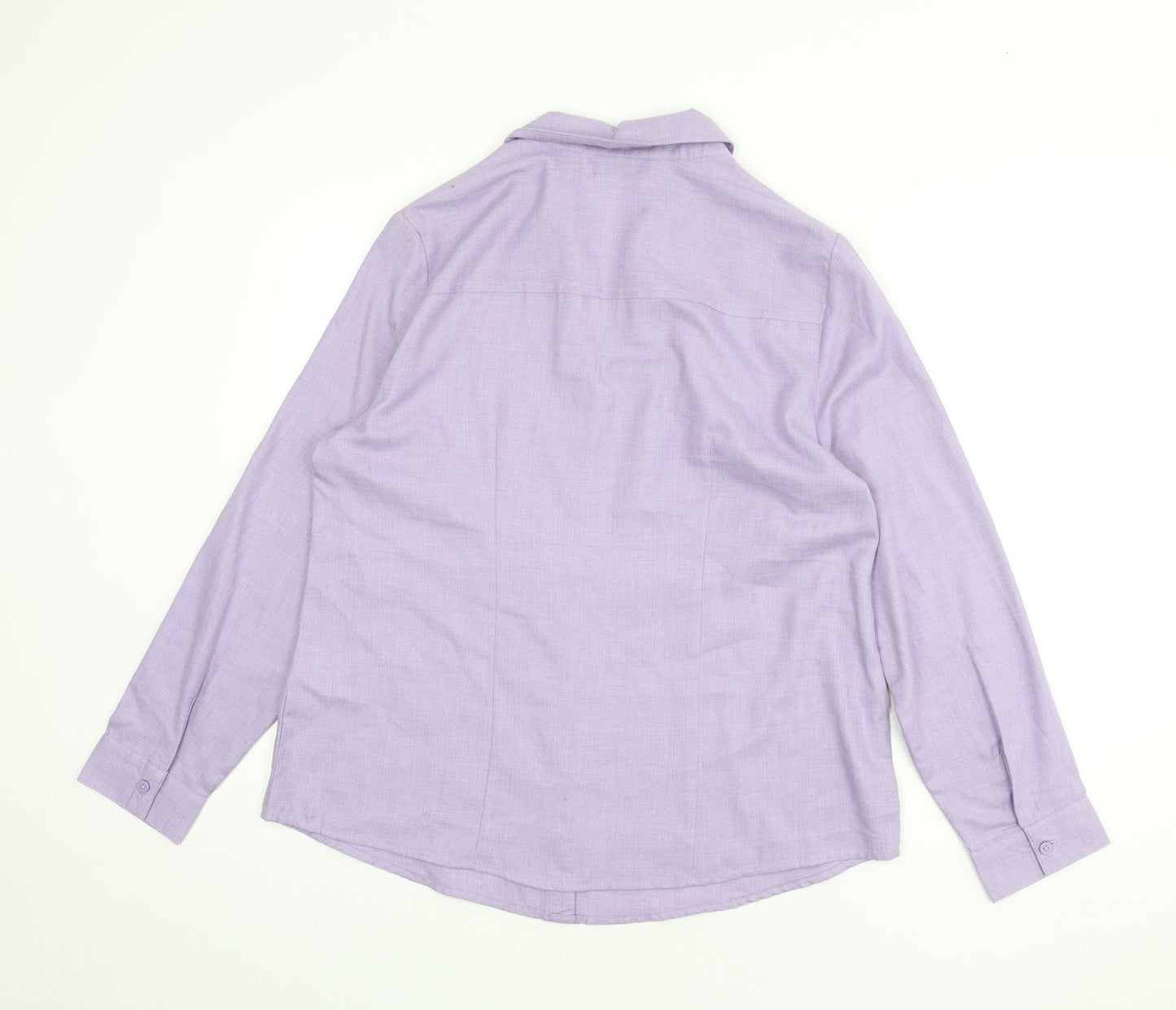 EWM Womens Purple Polyester Basic Button-Up Size 16 Collared