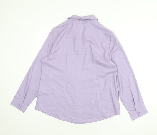 EWM Womens Purple Polyester Basic Button-Up Size 16 Collared