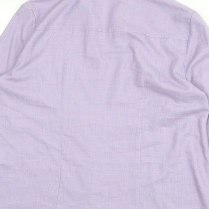 EWM Womens Purple Polyester Basic Button-Up Size 16 Collared