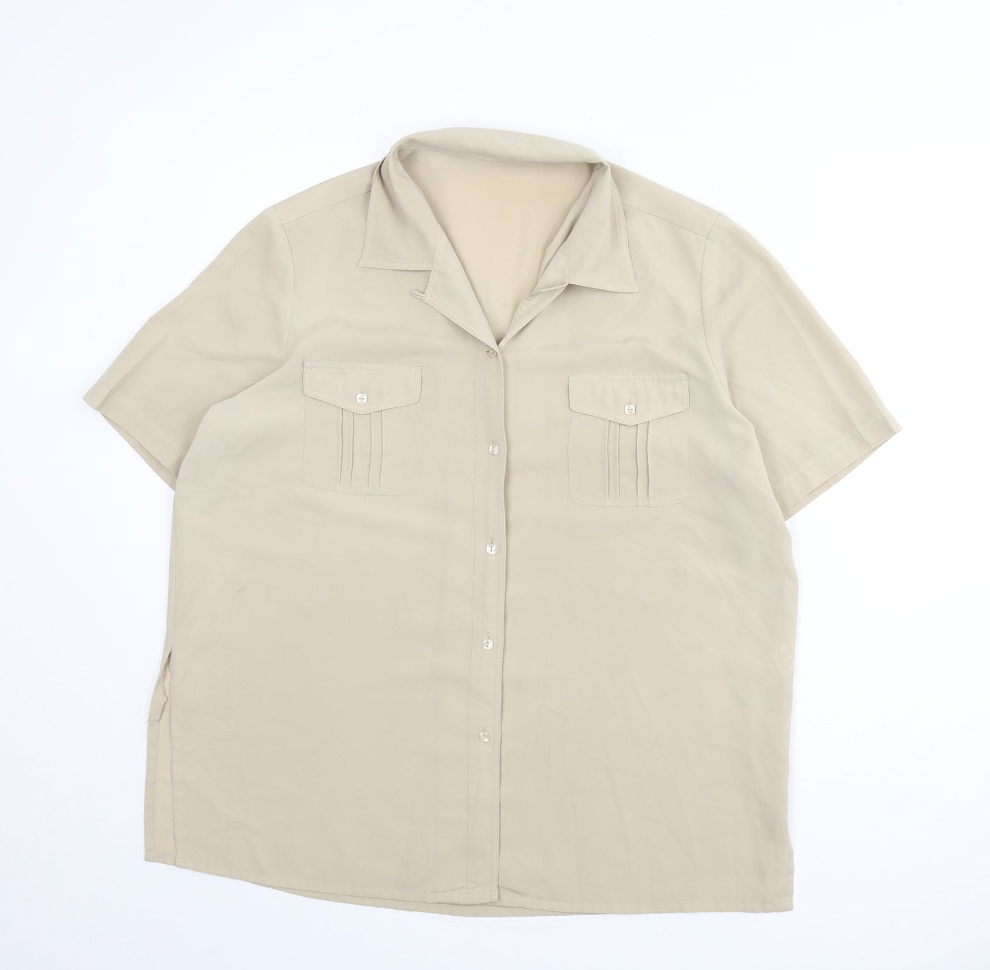 Berkertex Womens Beige Polyester Basic Button-Up Size 18 Collared