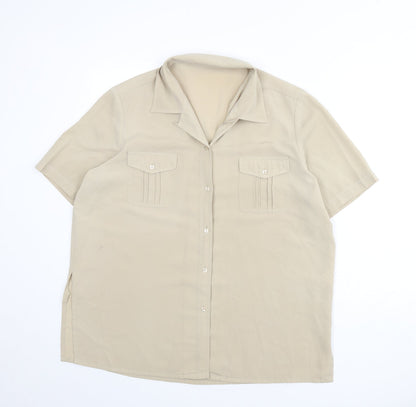 Berkertex Womens Beige Polyester Basic Button-Up Size 18 Collared
