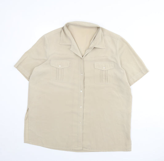Berkertex Womens Beige Polyester Basic Button-Up Size 18 Collared