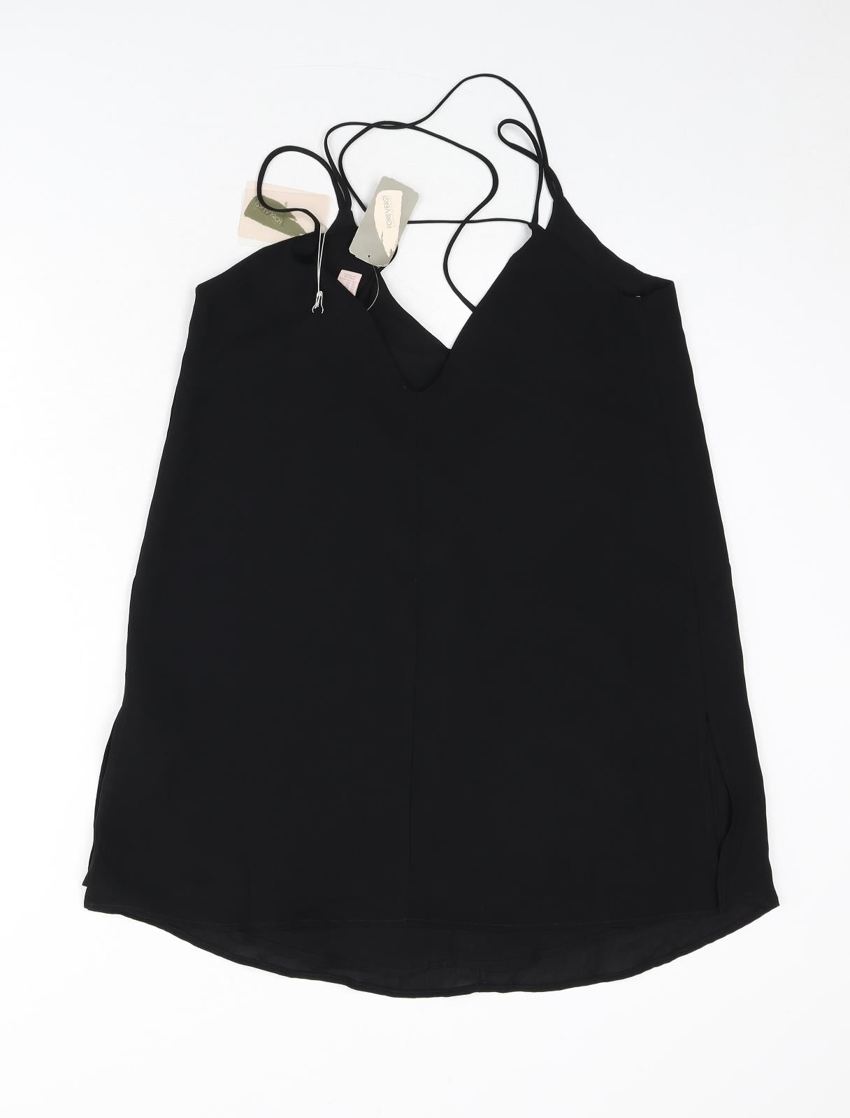 FOREVER 21 Womens Black Polyester A-Line Size XS V-Neck Pullover