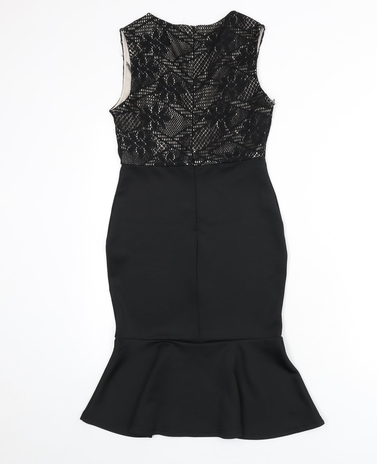 AX Paris Womens Black Polyester Mermaid Size 8 Round Neck Zip - Lace Overlay