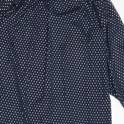 Marks and Spencer Womens Blue Polka Dot Polyester A-Line Size 10 Round Neck Tie