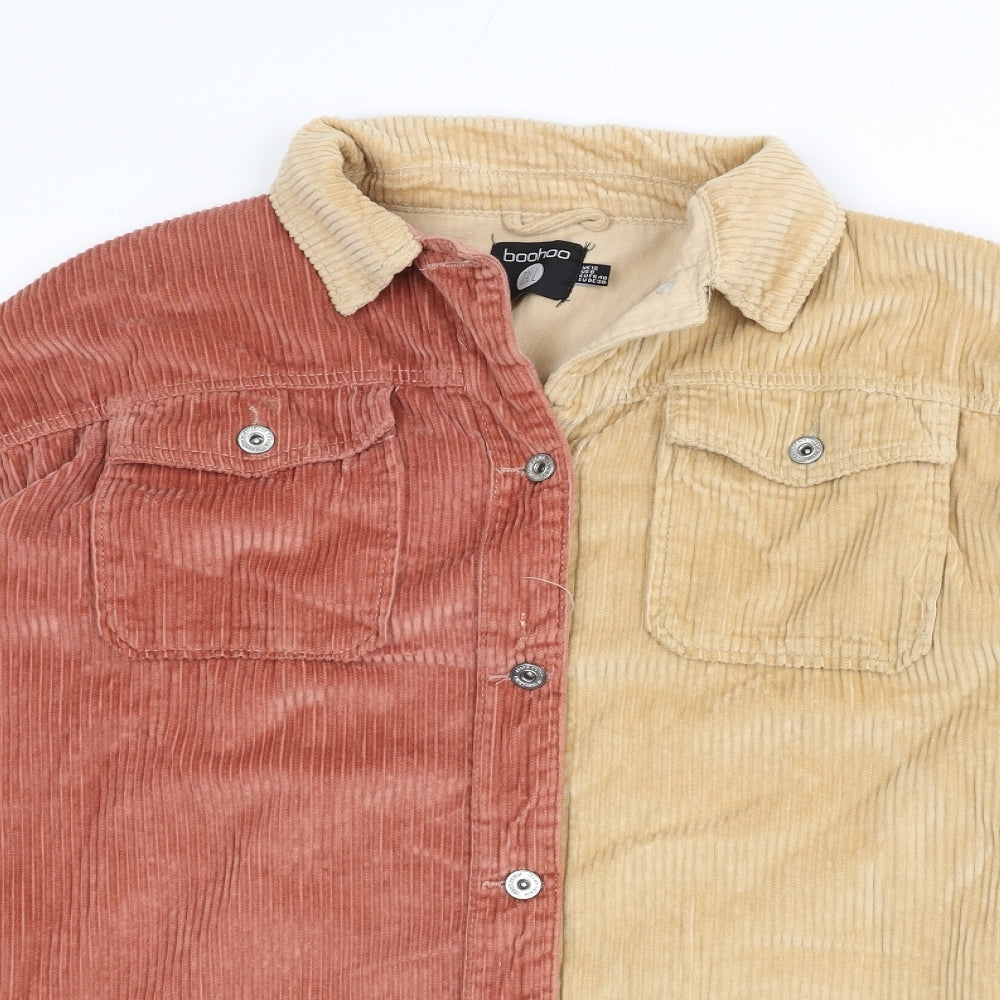 Boohoo Womens Beige Jacket Size 12 Button