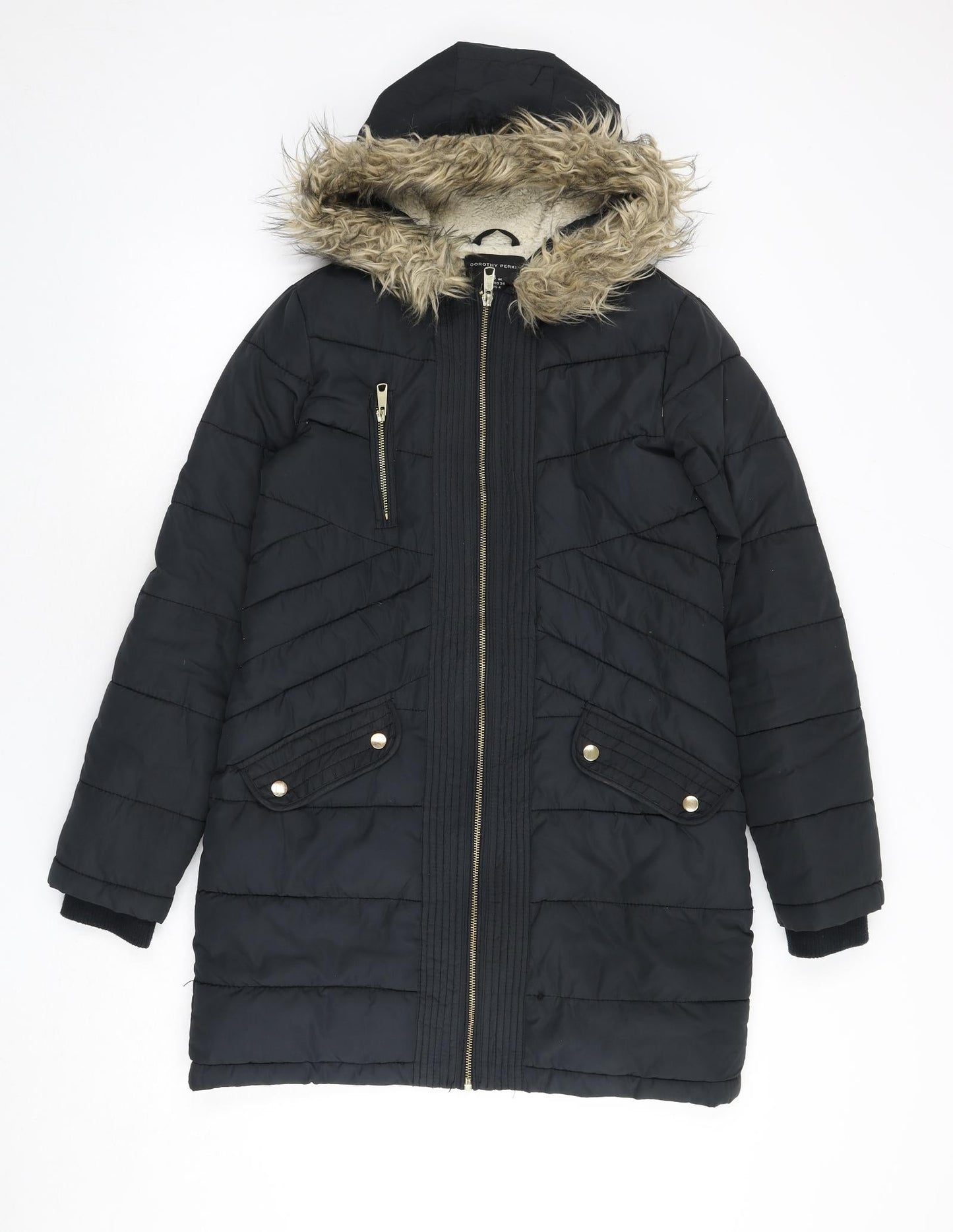 Womens UK Size 8 Dorothy Perkins Black Parka Coat