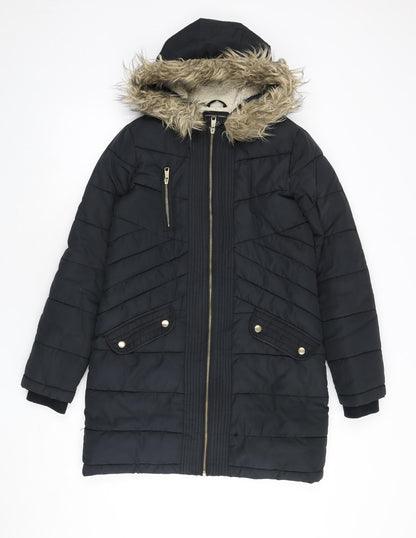 Womens UK Size 8 Dorothy Perkins Black Parka Coat