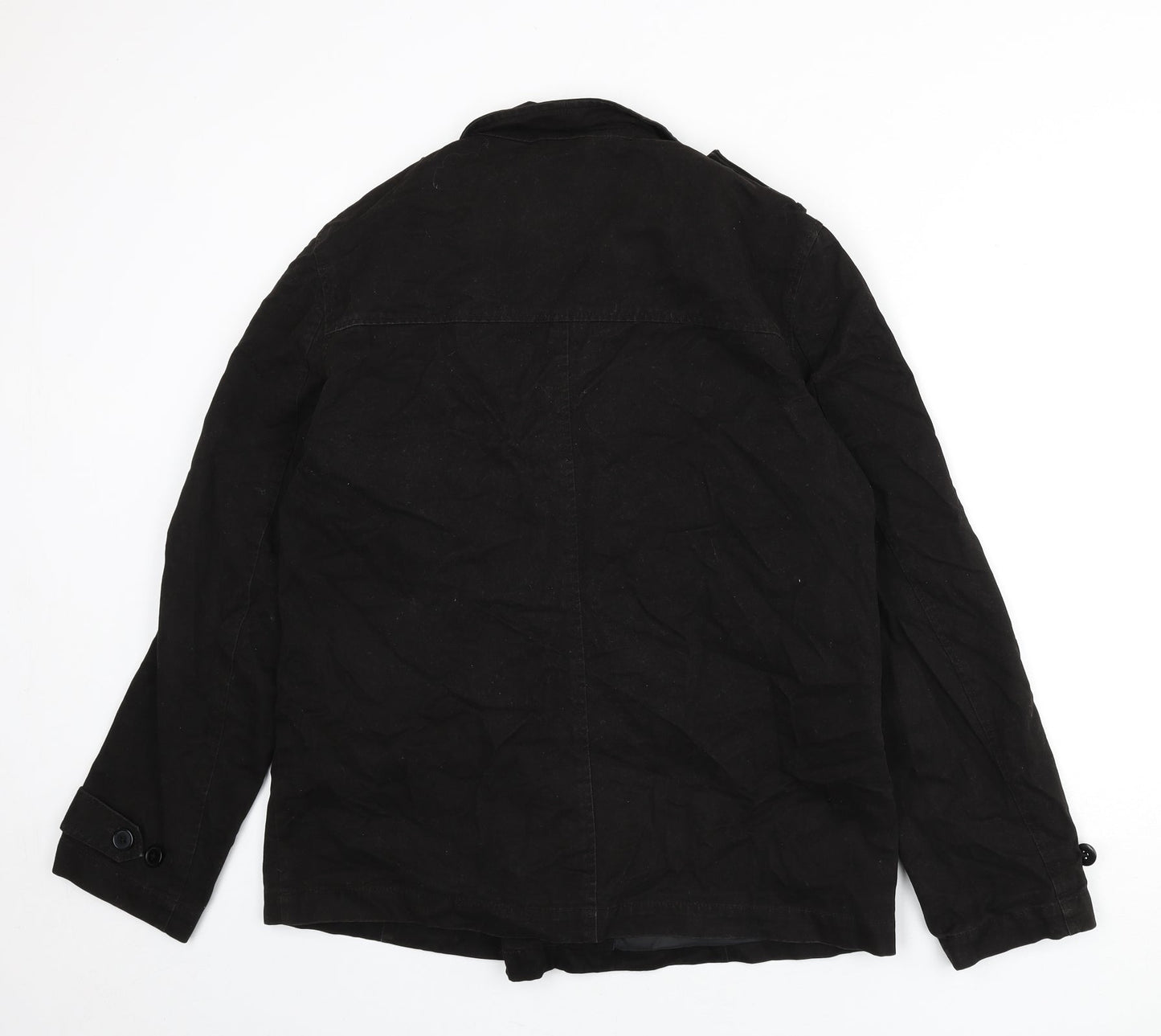 ASOS Mens Black Overcoat Coat Size L Button