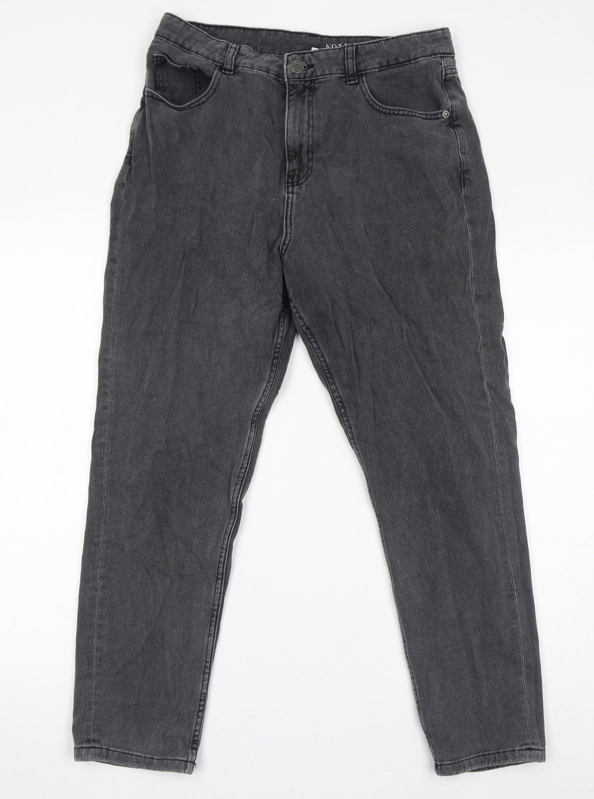 Noisy may Womens Grey Cotton Mom Jeans Size 30 L32 in Regular Zip