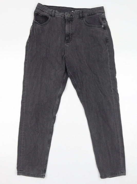 Noisy may Womens Grey Cotton Mom Jeans Size 30 L32 in Regular Zip