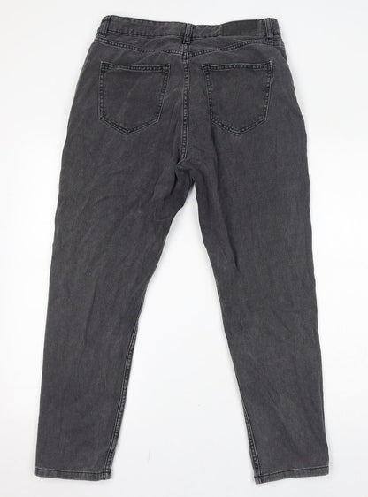 Noisy may Womens Grey Cotton Mom Jeans Size 30 L32 in Regular Zip