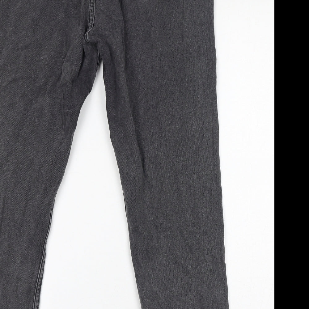 Noisy may Womens Grey Cotton Mom Jeans Size 30 L32 in Regular Zip