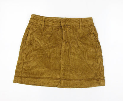 BDG Womens Yellow Cotton A-Line Skirt Size S Zip