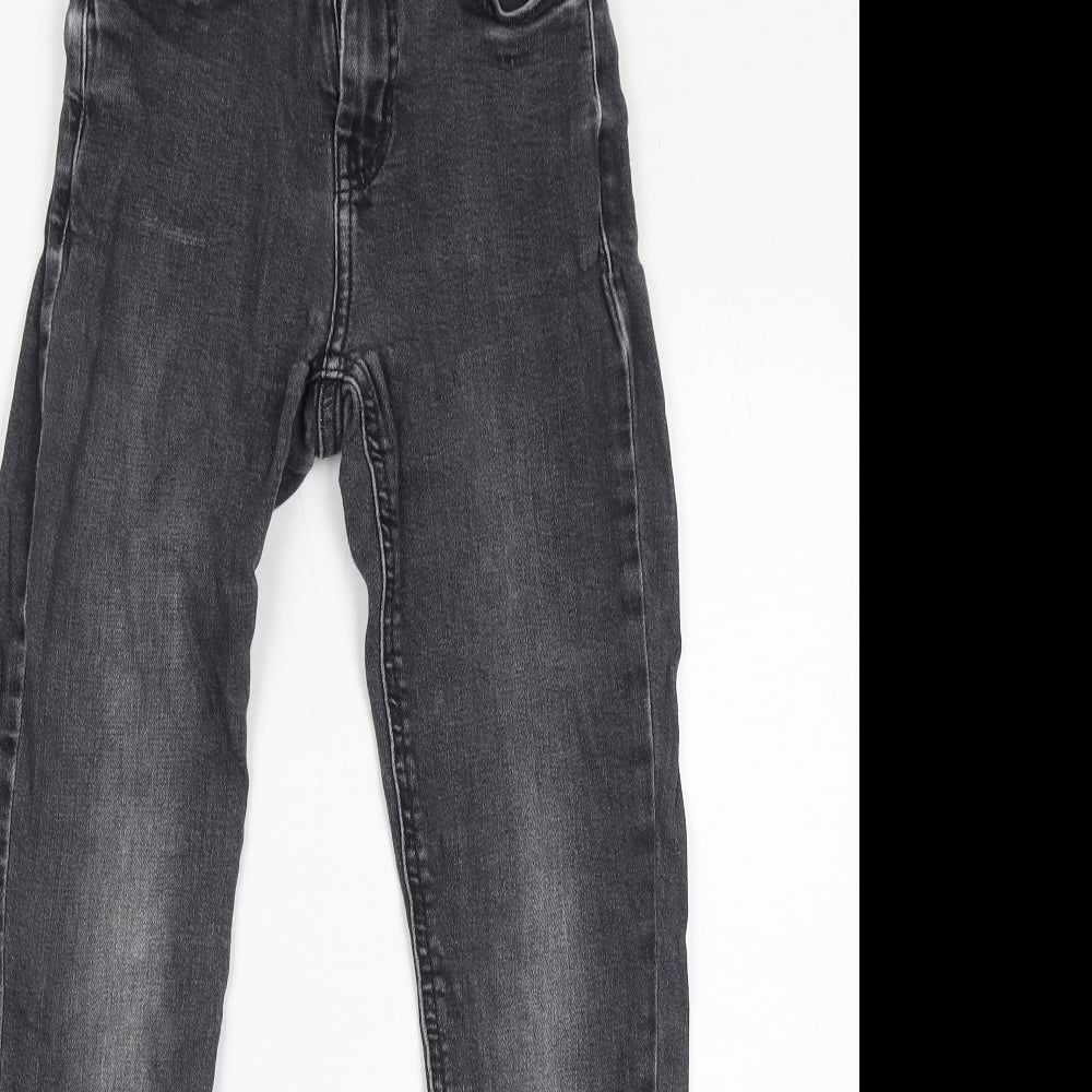 Mango Womens Grey Cotton Skinny Jeans Size 4 L27 in Regular Zip - Distressed Hem