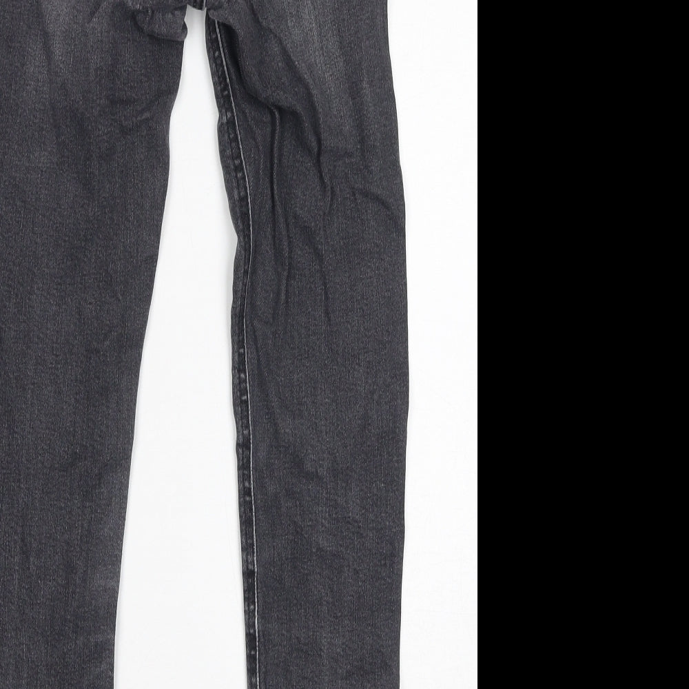 Mango Womens Grey Cotton Skinny Jeans Size 4 L27 in Regular Zip - Distressed Hem