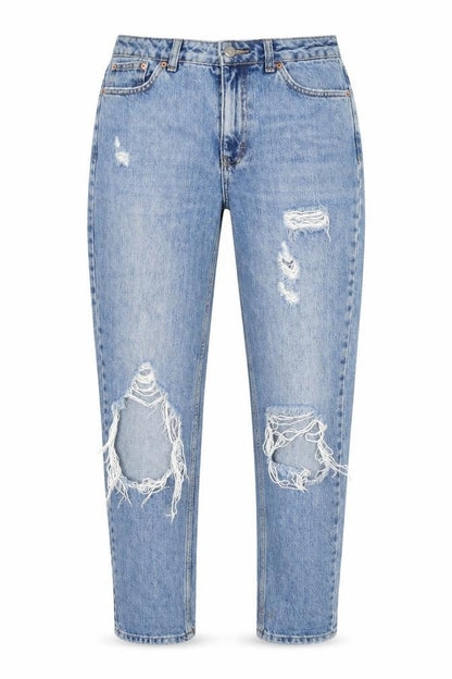 Topshop Womens Blue Cotton Mom Jeans Size 28 in L34 in Regular Zip