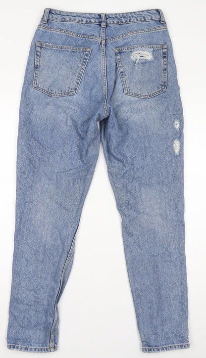 Topshop Womens Blue Cotton Mom Jeans Size 28 in L34 in Regular Zip