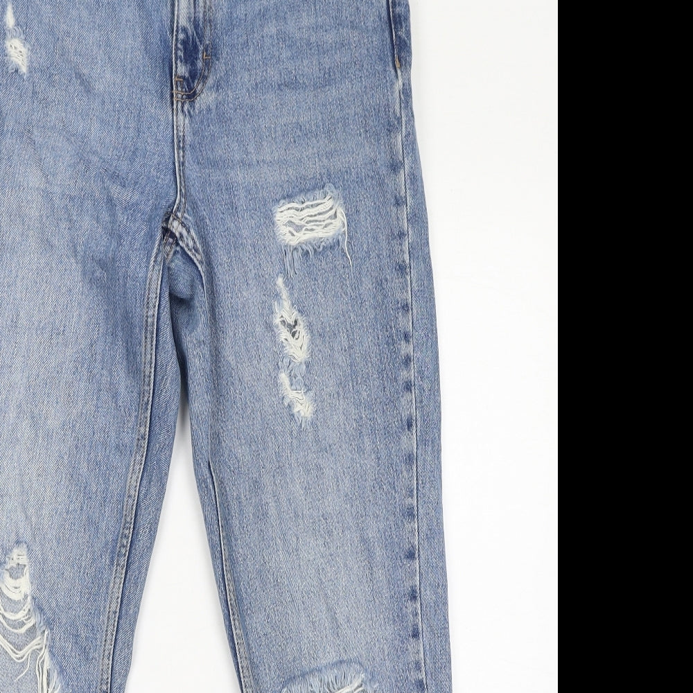 Topshop Womens Blue Cotton Mom Jeans Size 28 in L34 in Regular Zip