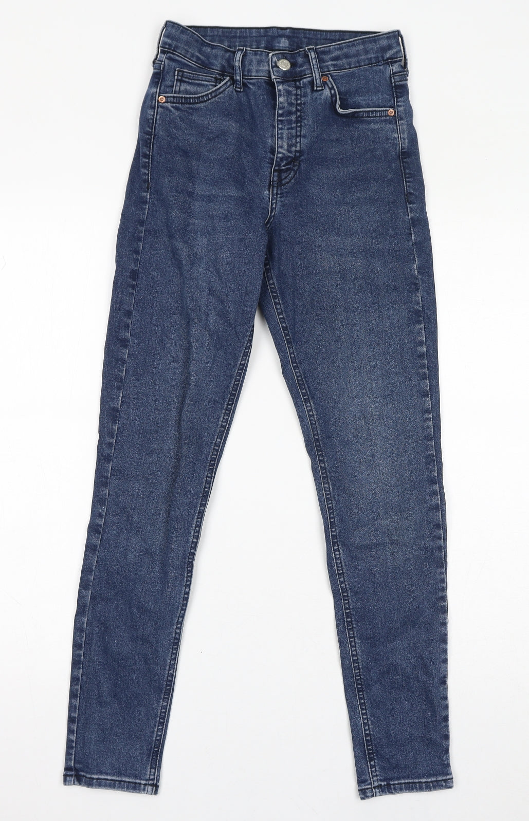 Topshop Womens Blue Cotton Skinny Jeans Size 25 in L30 in Regular Zip