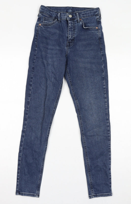 Topshop Womens Blue Cotton Skinny Jeans Size 25 in L30 in Regular Zip