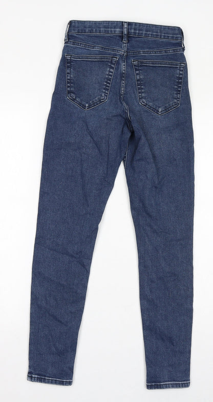 Topshop Womens Blue Cotton Skinny Jeans Size 25 in L30 in Regular Zip