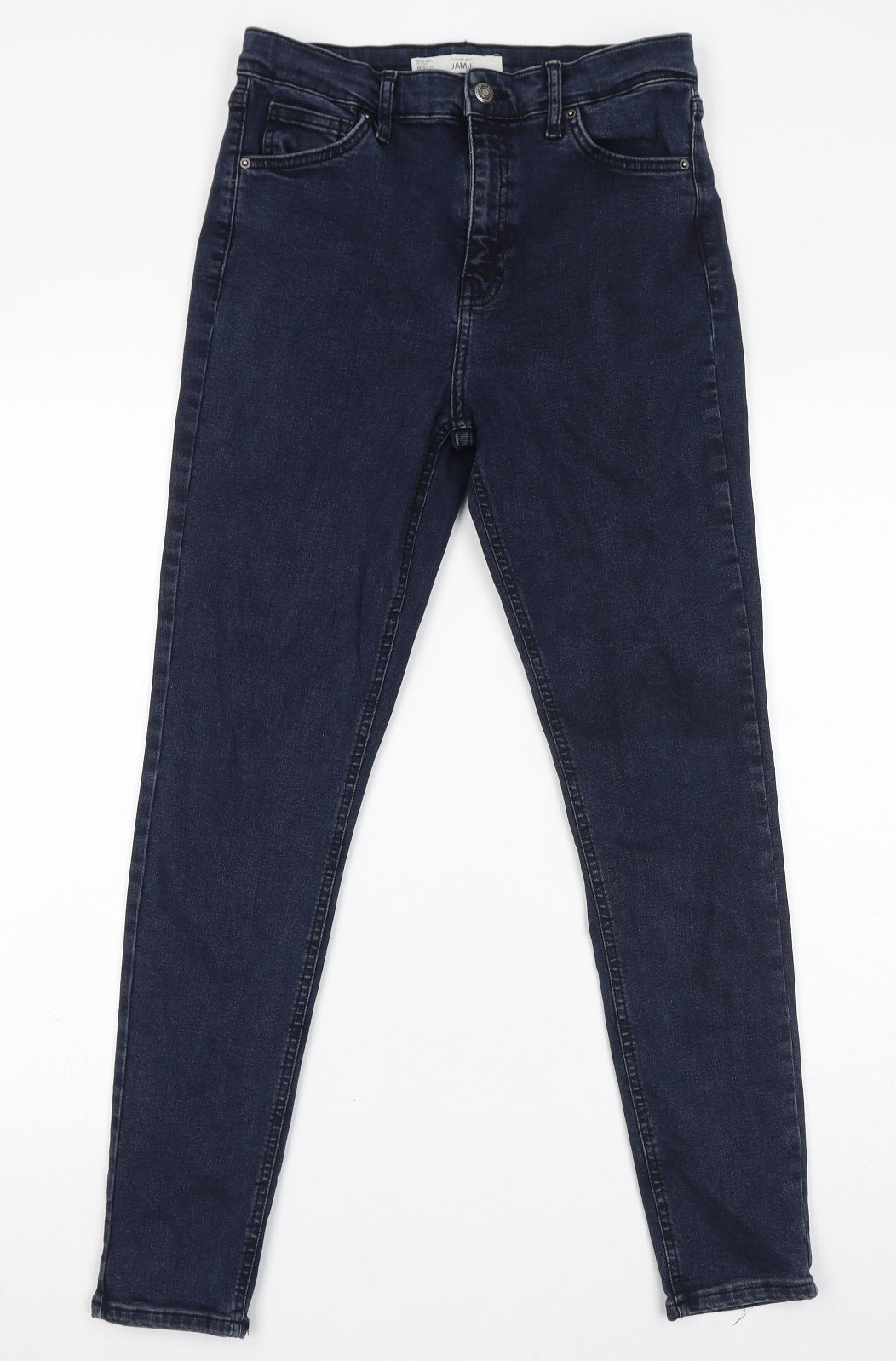 Topshop Womens Blue Polyester Straight Jeans Size 30 in L32 in Regular Zip