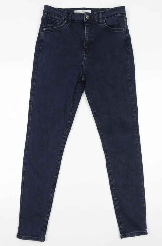Topshop Womens Blue Polyester Straight Jeans Size 30 in L32 in Regular Zip