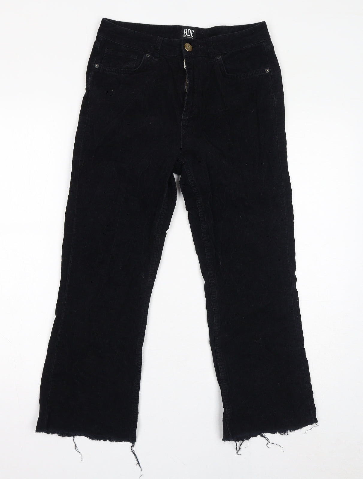BDG Womens Black Cotton Trousers Size 28 in L30 in Regular Zip - Distressed Hem