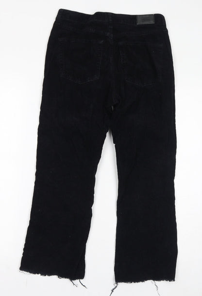 BDG Womens Black Cotton Trousers Size 28 in L30 in Regular Zip - Distressed Hem