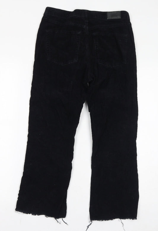 BDG Womens Black Cotton Trousers Size 28 in L30 in Regular Zip - Distressed Hem