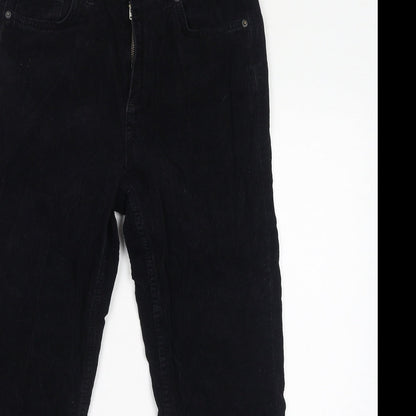 BDG Womens Black Cotton Trousers Size 28 in L30 in Regular Zip - Distressed Hem