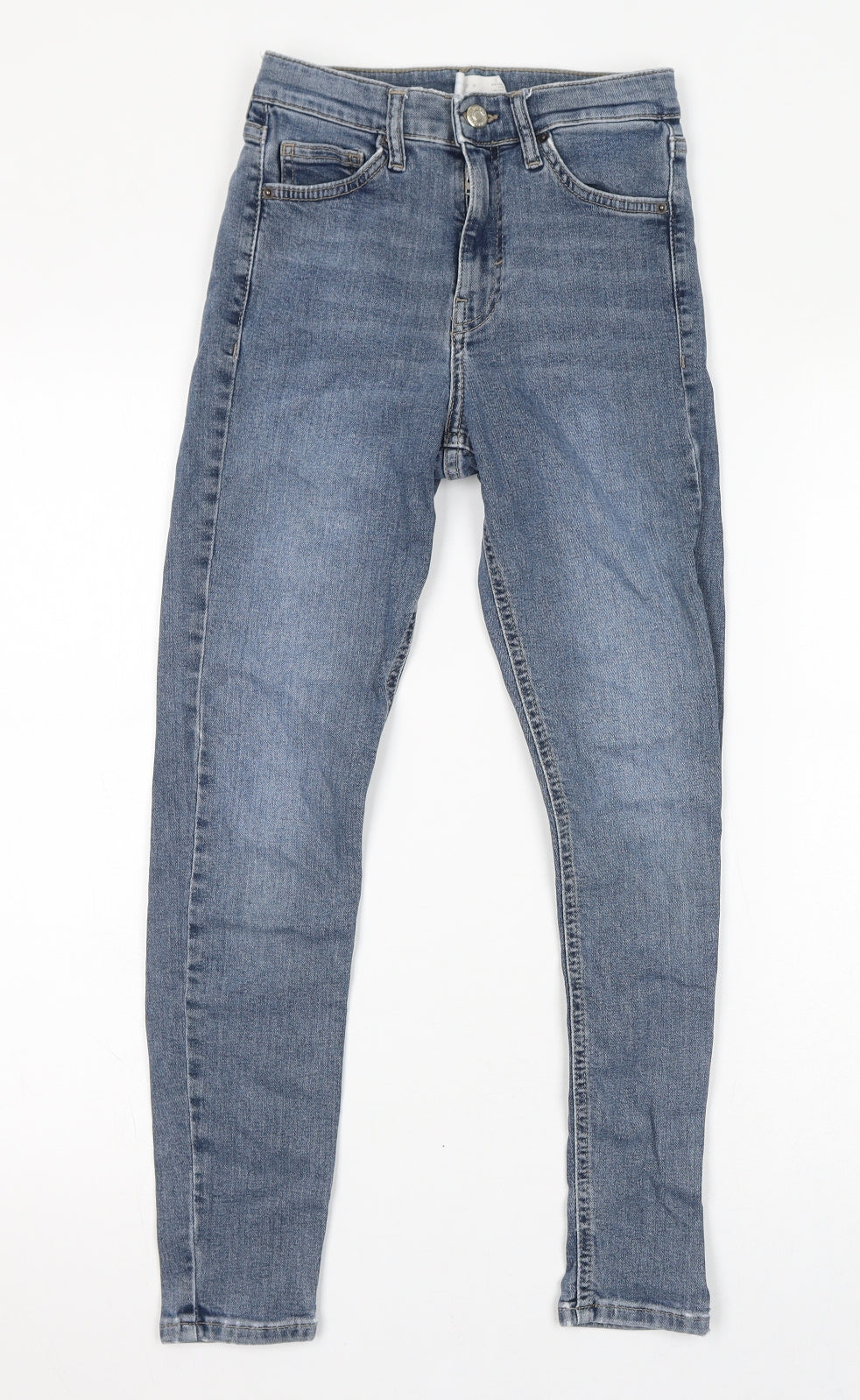 Topshop Womens Blue Cotton Skinny Jeans Size 25 in L30 in Regular Zip