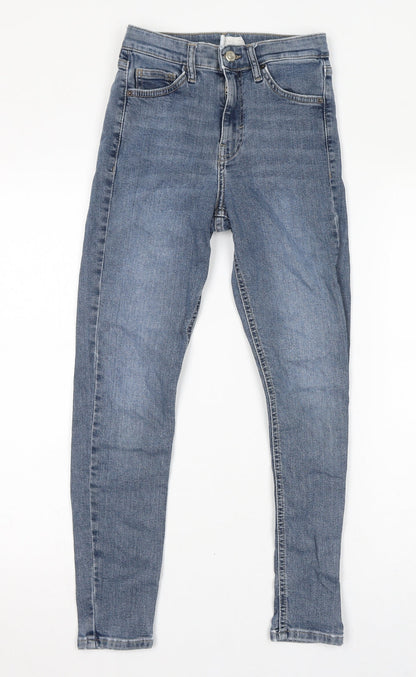Topshop Womens Blue Cotton Skinny Jeans Size 25 in L30 in Regular Zip