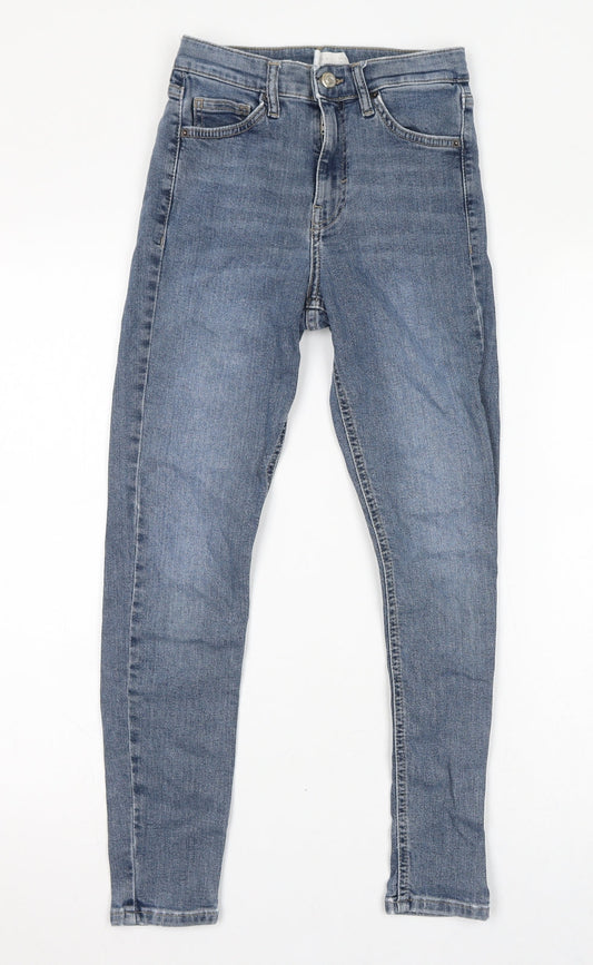 Topshop Womens Blue Cotton Skinny Jeans Size 25 in L30 in Regular Zip