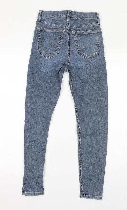 Topshop Womens Blue Cotton Skinny Jeans Size 25 in L30 in Regular Zip