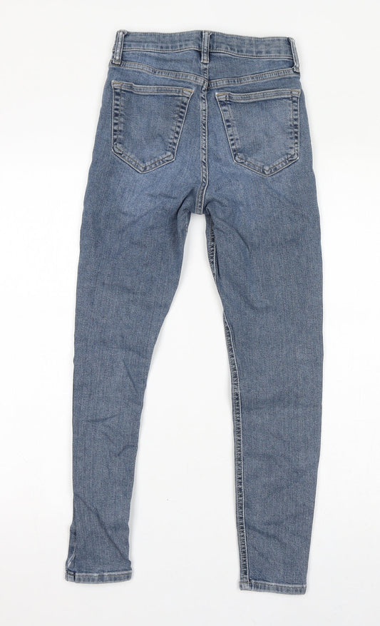Topshop Womens Blue Cotton Skinny Jeans Size 25 in L30 in Regular Zip