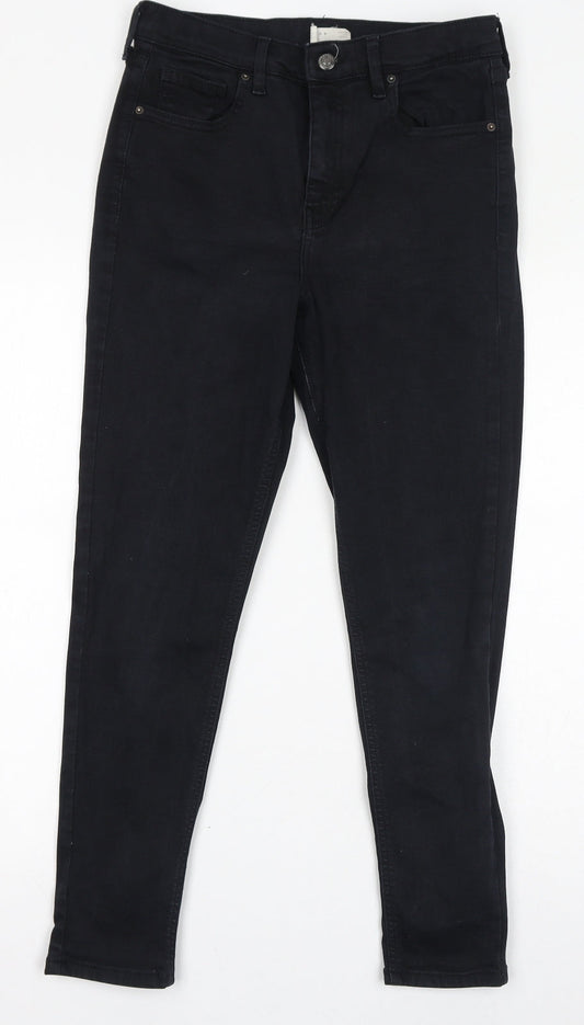 Topshop Womens Black Cotton Skinny Jeans Size 30 in L30 in Regular Zip
