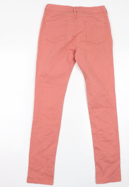 Heritage Womens Pink Cotton Skinny Jeans Size 10 L30 in Regular Zip