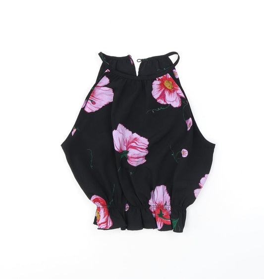 Womens UK Size XS Terranova Black Cropped Tank