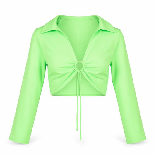 Womens UK Size 10 Divided by H&M Green Cropped Blouse