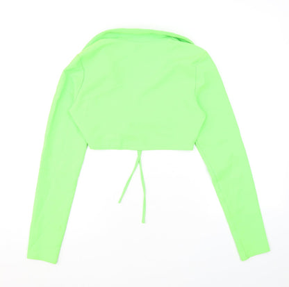 Divided by H&M Womens Green Polyester Cropped Blouse Size 10 Collared - Ring Detail