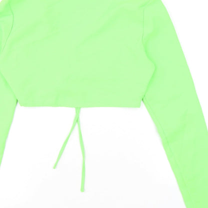 Divided by H&M Womens Green Polyester Cropped Blouse Size 10 Collared - Ring Detail